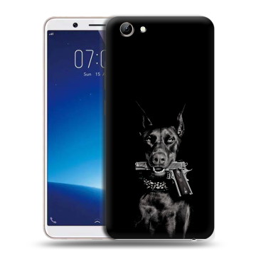 Силиконовый чехол на Vivo Y71 с принтом Доберман и пистолет Силиконовый чехол на Vivo Y71 с принтом Доберман и пистолет
