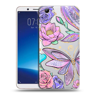 Силиконовый чехол на Vivo Y71 с принтом Бабочки и цветы Силиконовый чехол на Vivo Y71 с принтом Бабочки и цветы