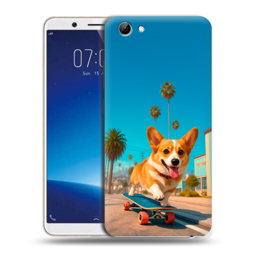 Силиконовый чехол на Vivo Y71 с принтом Корги на скейте Силиконовый чехол на Vivo Y71 с принтом Корги на скейте
