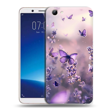 Силиконовый чехол на Vivo Y71 с принтом бабочки и лаванда Силиконовый чехол на Vivo Y71 с принтом бабочки и лаванда