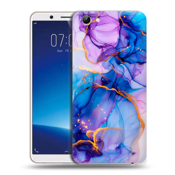 Силиконовый чехол на Vivo Y71 с принтом синий мрамор Силиконовый чехол на Vivo Y71 с принтом синий мрамор