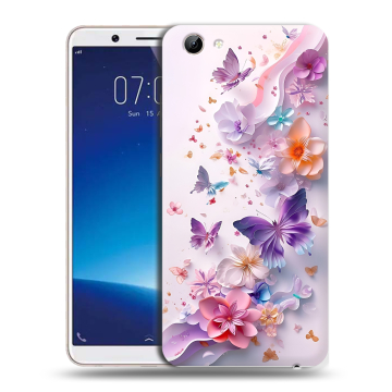 Силиконовый чехол на Vivo Y71 с принтом цветы бабочки