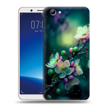 Силиконовый чехол на Vivo Y71 с принтом Цветы и мрамор