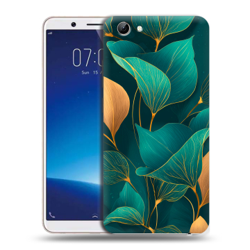 Силиконовый чехол на Vivo Y71 с принтом Листья и золото