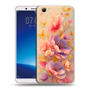 Силиконовый чехол на Vivo Y71 с принтом Цветы и бабочки