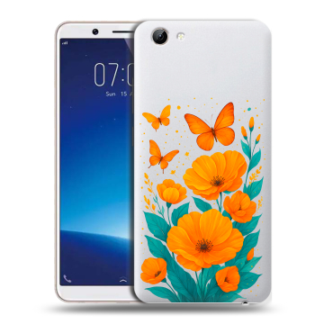 Силиконовый чехол на Vivo Y71 с принтом цветы бабочки