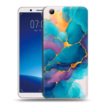 Силиконовый чехол на Vivo Y71 с принтом Мрамор блестки