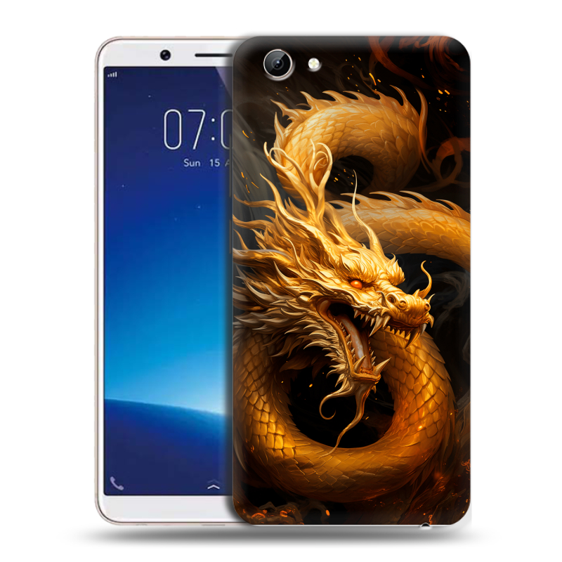 Силиконовый чехол на Vivo Y71 с принтом Золотой дракон Силиконовый чехол на Vivo Y71 с принтом Золотой дракон