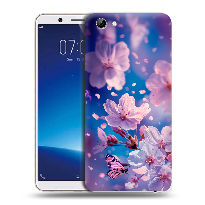 Пластиковый чехол на Vivo Y71 с принтом цветы бабочки Пластиковый чехол на Vivo Y71 с принтом цветы бабочки