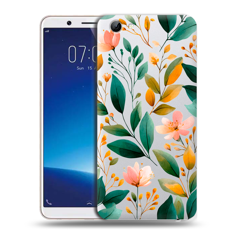 Пластиковый чехол на Vivo Y71 с принтом Цветы паттерн Пластиковый чехол на Vivo Y71 с принтом Цветы паттерн