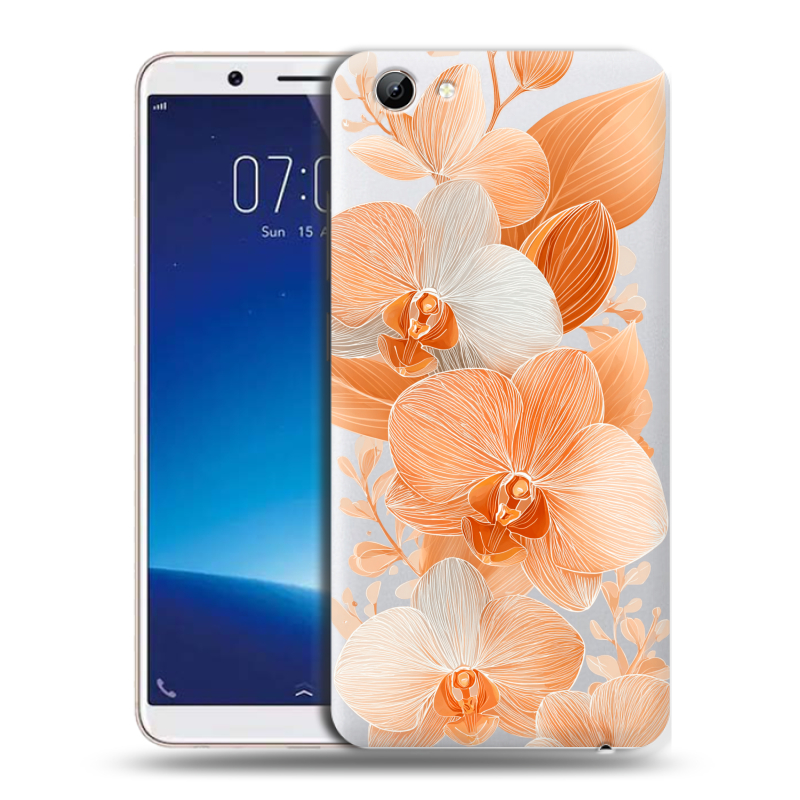 Силиконовый чехол на Vivo Y71 с принтом Бежевые цветы Силиконовый чехол на Vivo Y71 с принтом Бежевые цветы