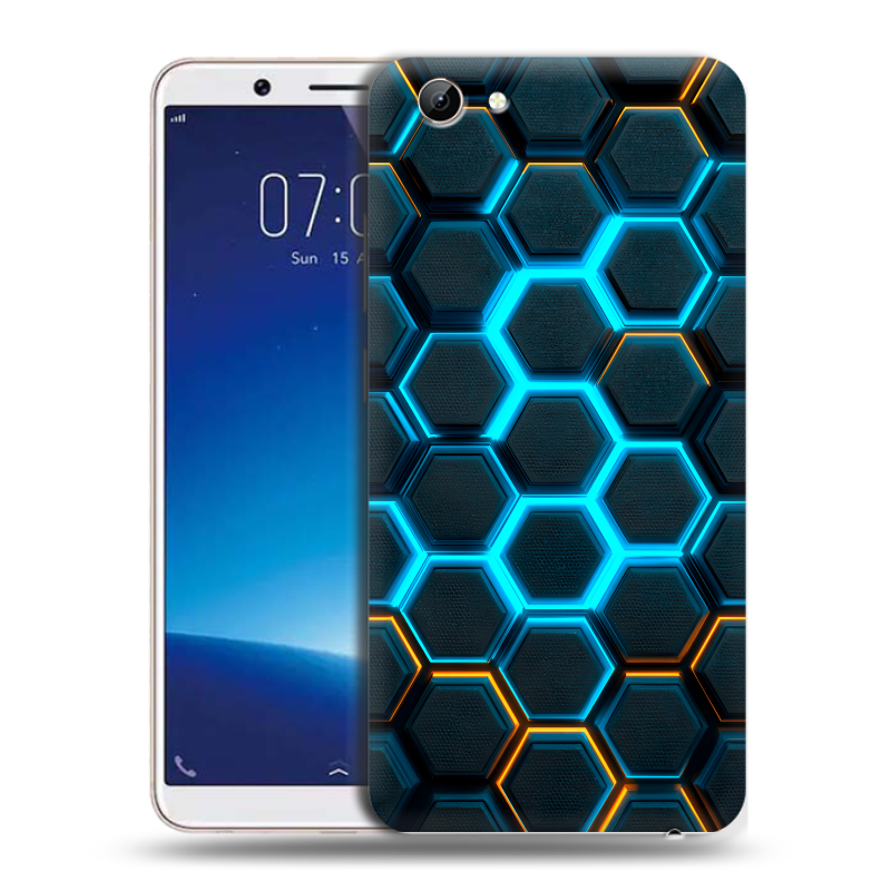 Пластиковый чехол на Vivo Y71 с принтом Неоновые соты Пластиковый чехол на Vivo Y71 с принтом Неоновые соты