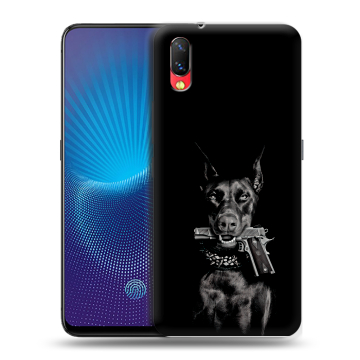 Пластиковый чехол на Vivo NEX с принтом Доберман и пистолет Пластиковый чехол на Vivo NEX с принтом Доберман и пистолет