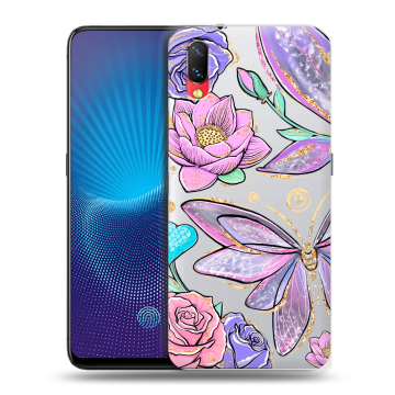 Пластиковый чехол на Vivo NEX с принтом Бабочки и цветы