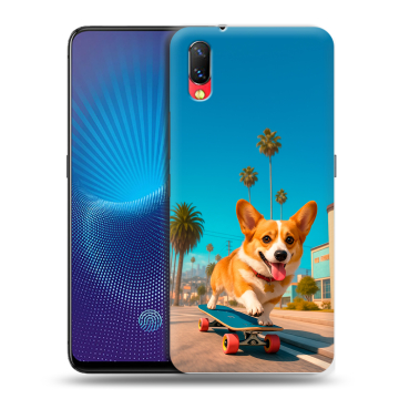 Пластиковый чехол на Vivo NEX с принтом Корги на скейте