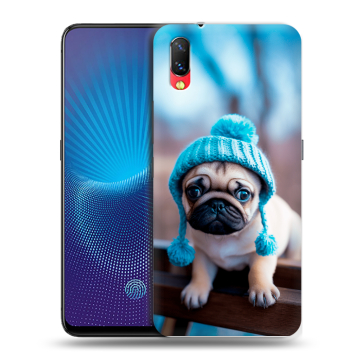 Пластиковый чехол на Vivo NEX с принтом Мопс в шапке