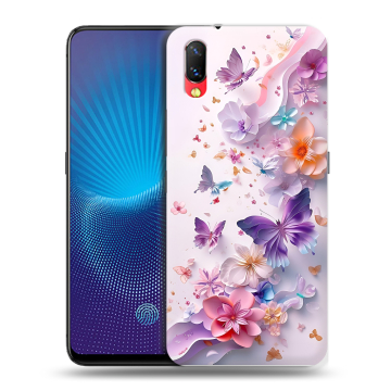 Пластиковый чехол на Vivo NEX с принтом цветы бабочки
