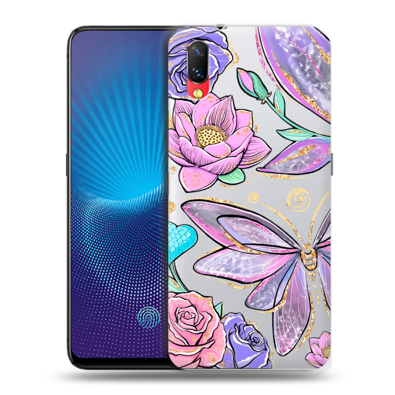Пластиковый чехол на Vivo NEX с принтом Бабочки и цветы Пластиковый чехол на Vivo NEX с принтом Бабочки и цветы