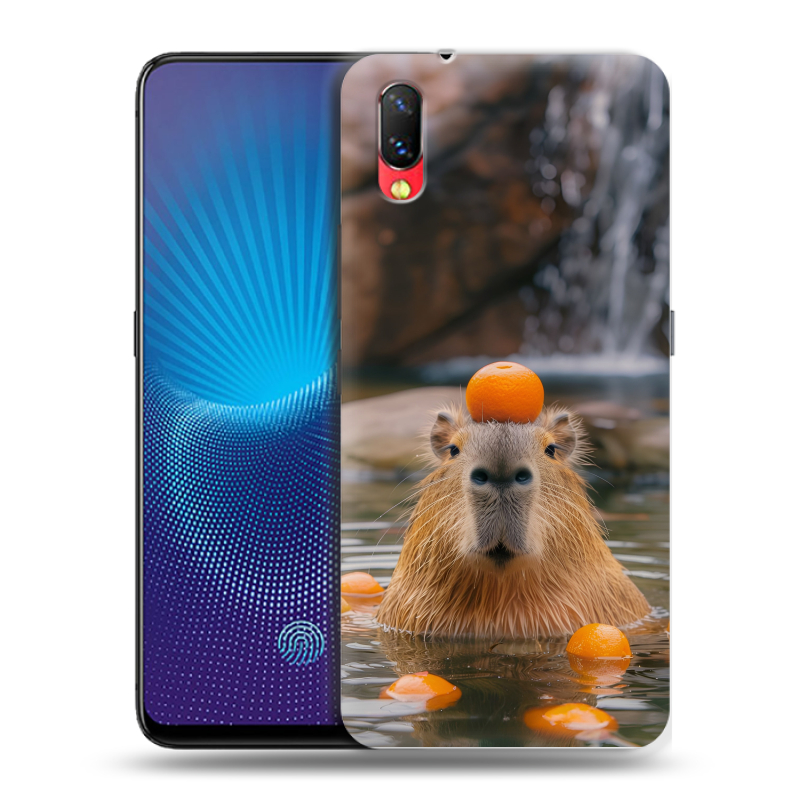 Пластиковый чехол на Vivo NEX с принтом Капибара с апельсином Пластиковый чехол на Vivo NEX с принтом Капибара с апельсином