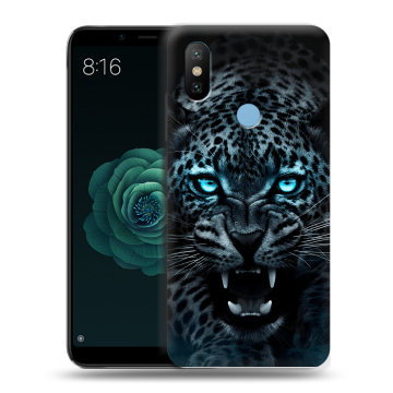 Силиконовый чехол на Xiaomi Mi A2 с принтом Темный леопард Силиконовый чехол на Xiaomi Mi A2 с принтом Темный леопард