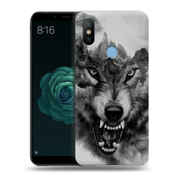 Силиконовый чехол на Xiaomi Mi A2 с принтом Волк Силиконовый чехол на Xiaomi Mi A2 с принтом Волк