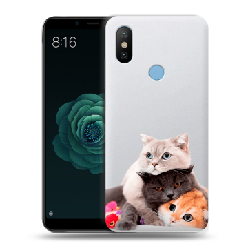 Силиконовый чехол на Xiaomi Mi A2 с принтом Кошки Силиконовый чехол на Xiaomi Mi A2 с принтом Кошки