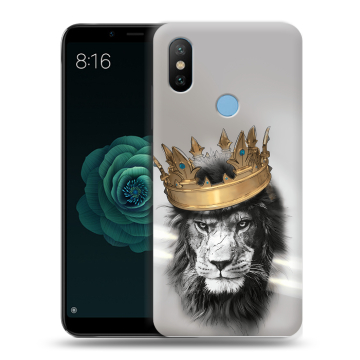 Силиконовый чехол на Xiaomi Mi A2 с принтом Лев с короной Силиконовый чехол на Xiaomi Mi A2 с принтом Лев с короной