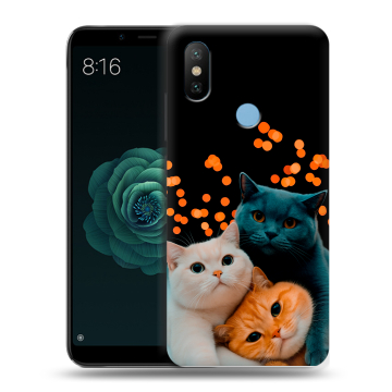Силиконовый чехол на Xiaomi Mi A2 с принтом Кошки Силиконовый чехол на Xiaomi Mi A2 с принтом Кошки
