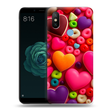 Силиконовый чехол на Xiaomi Mi A2 с принтом Сердечки Силиконовый чехол на Xiaomi Mi A2 с принтом Сердечки