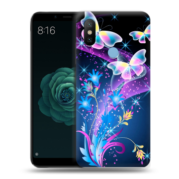 Силиконовый чехол на Xiaomi Mi A2 с принтом Бабочки Силиконовый чехол на Xiaomi Mi A2 с принтом Бабочки