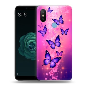 Силиконовый чехол на Xiaomi Mi A2 с принтом Бабочки Силиконовый чехол на Xiaomi Mi A2 с принтом Бабочки