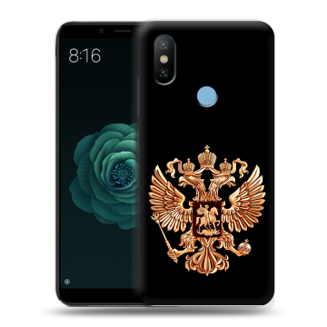 Силиконовый чехол на Xiaomi Mi A2 с принтом Герб России золотой