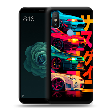 Силиконовый чехол на Xiaomi Mi A2 с принтом Гоночные машины Силиконовый чехол на Xiaomi Mi A2 с принтом Гоночные машины