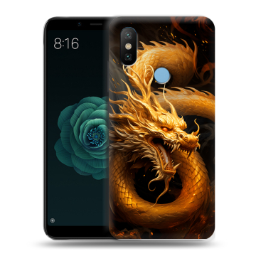 Силиконовый чехол на Xiaomi Mi A2 с принтом Золотой дракон
