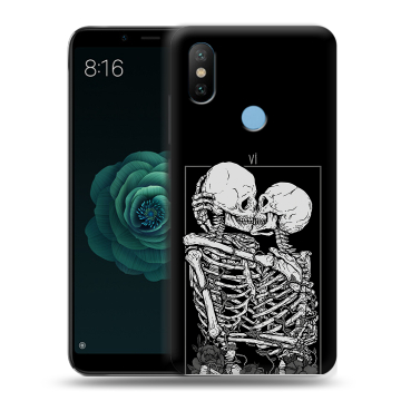 Силиконовый чехол на Xiaomi Mi A2 с принтом Поцелуй скелетов Силиконовый чехол на Xiaomi Mi A2 с принтом Поцелуй скелетов