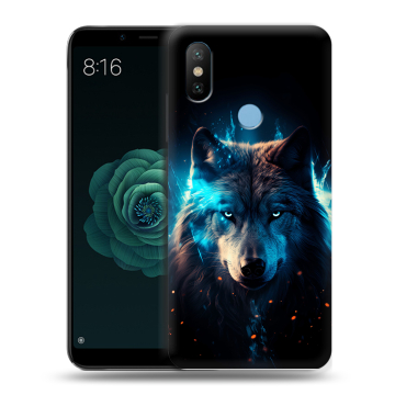 Силиконовый чехол на Xiaomi Mi A2 с принтом Волк ночной