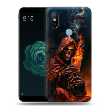 Силиконовый чехол на Xiaomi Mi A2 с принтом Скелет и карты Силиконовый чехол на Xiaomi Mi A2 с принтом Скелет и карты