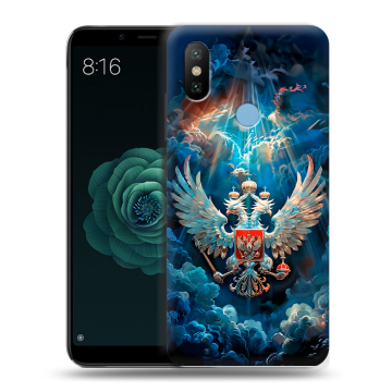 Силиконовый чехол на Xiaomi Mi A2 с принтом Герб флаг России Силиконовый чехол на Xiaomi Mi A2 с принтом Герб флаг России