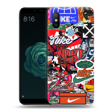 Силиконовый чехол на Xiaomi Mi A2 с принтом Найк Nike яркий Силиконовый чехол на Xiaomi Mi A2 с принтом Найк Nike яркий