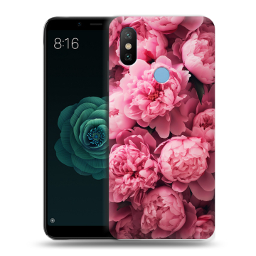 Силиконовый чехол на Xiaomi Mi A2 с принтом цветы пионы Силиконовый чехол на Xiaomi Mi A2 с принтом цветы пионы