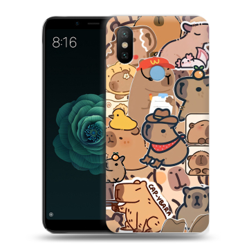 Силиконовый чехол на Xiaomi Mi A2 с принтом капибара Силиконовый чехол на Xiaomi Mi A2 с принтом капибара