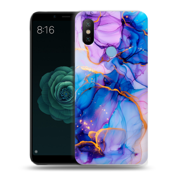 Силиконовый чехол на Xiaomi Mi A2 с принтом синий мрамор Силиконовый чехол на Xiaomi Mi A2 с принтом синий мрамор