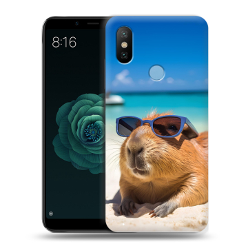 Силиконовый чехол на Xiaomi Mi A2 с принтом Капибара Силиконовый чехол на Xiaomi Mi A2 с принтом Капибара