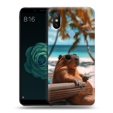 Силиконовый чехол на Xiaomi Mi A2 с принтом Капибара Силиконовый чехол на Xiaomi Mi A2 с принтом Капибара