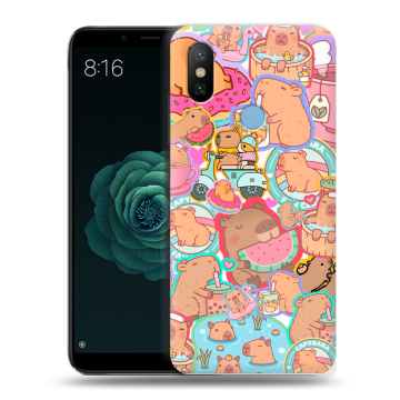 Силиконовый чехол на Xiaomi Mi A2 с принтом капибары Силиконовый чехол на Xiaomi Mi A2 с принтом капибары