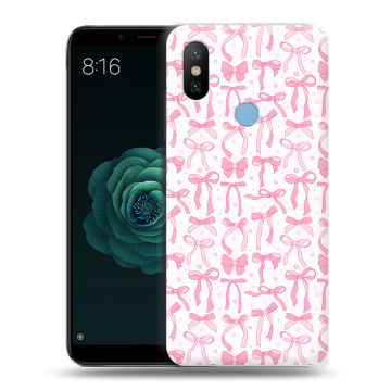 Силиконовый чехол на Xiaomi Mi A2 с принтом Розовые бантики Силиконовый чехол на Xiaomi Mi A2 с принтом Розовые бантики