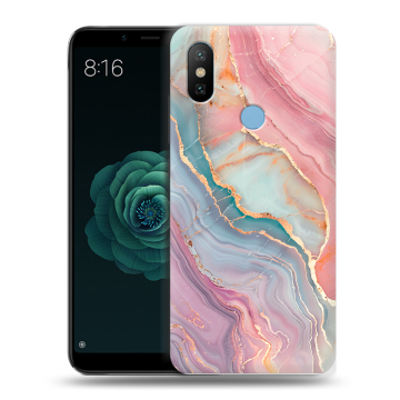 Силиконовый чехол на Xiaomi Mi A2 с принтом розовый мрамор Силиконовый чехол на Xiaomi Mi A2 с принтом розовый мрамор