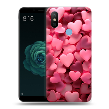 Силиконовый чехол на Xiaomi Mi A2 с принтом розовые сердечки Силиконовый чехол на Xiaomi Mi A2 с принтом розовые сердечки