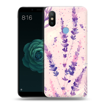 Силиконовый чехол на Xiaomi Mi A2 с принтом цветы лаванда Силиконовый чехол на Xiaomi Mi A2 с принтом цветы лаванда