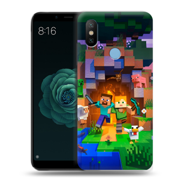 Силиконовый чехол на Xiaomi Mi A2 с принтом Майнкрафт Minecraft